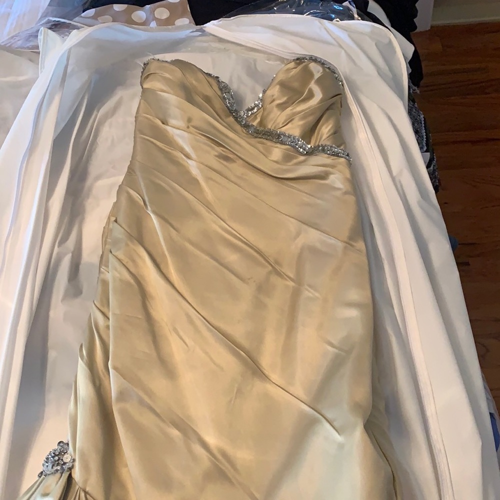 Long champagne color dress